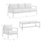 Armen Living Royal 4 Piece Black Aluminum and Teak Outdoor Seating Set with Dark Gray Cushions 840254332829 - alternate 3